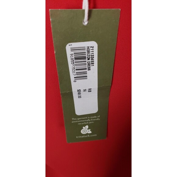 Trina Turk Horizon Dress 14 Red Draped Cowl Neck Classy Holiday Party Christmas - Picture 5 of 6